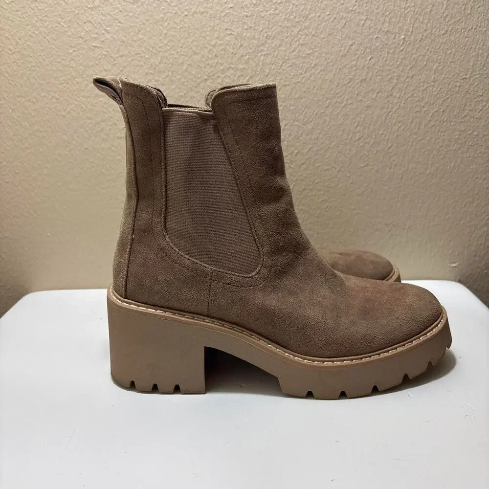 DV Dolce Vita Women's Hawk H20 Brown Suede Lug Sole Platform Chelsea boots - Picture 4 of 7